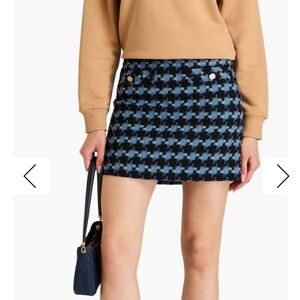 Sandro Houndstooth Mini Skirt in Blue and Black